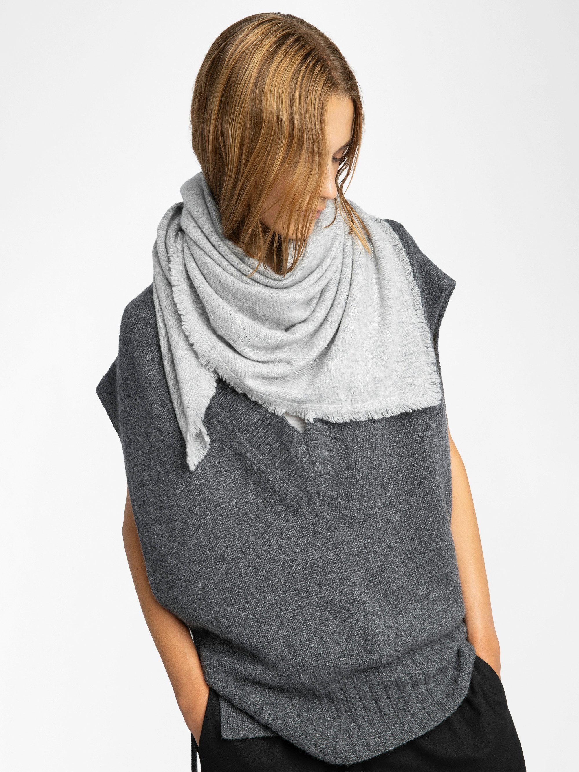 Stevie Diamanté Western Scarf - Cashmere scarf with western rhinestones.